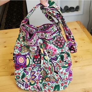 Vera Bradley Viva La Vera Floral Drawstring Hobo Satchel Crossbody Bag